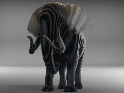elephant statue sliced outdoor indoor decoration 3D model