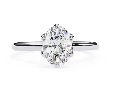 Solitaire Oval Diamond Ring engagement ring set 3D print model