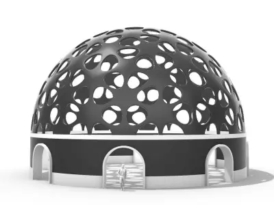 Geodesic Dome Pavilion Architectural structure with Entry  3D model