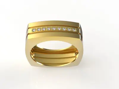 9 stones male ring 3D print model