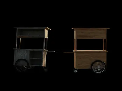 Cart and broken cart Low-poly 3D model