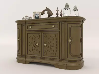 Classic European style Sideboard and Decoration 4 3D model