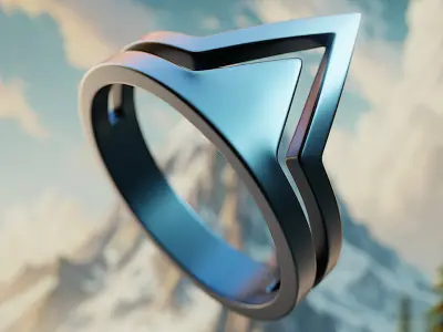 Arrowhead Ring - Minimal Futuristic Geometric 3D Print 48 3D print model