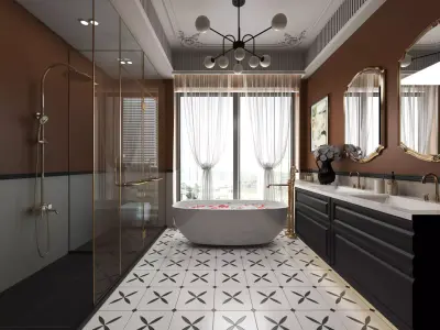 Modern Bathroom Interior Low-poly 3D model