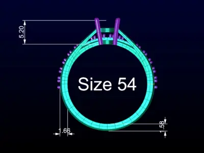 Solitair and Ring behind Round Stone 3D print model
