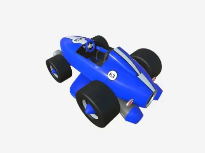 Cartoon Kart B02 Blue - Vehicle Racing Design Low-poly 3D model