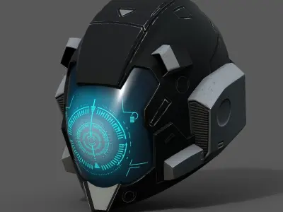 Helmet scifi military combat 3d cyborg pilot armor  fantasy  Low-poly 3D model