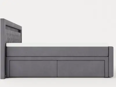 Complete Bed Package Dark Grey Low-poly 3D model