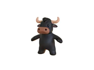 Little animal baby - Bull 2 cute - Animated  Low-poly 3D model