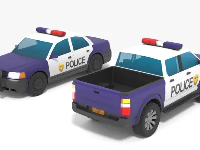 Low-poly stylized police cars pack Low-poly 3D model