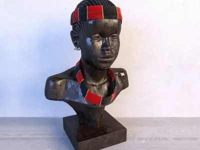 Africa bust of african woman wearing headband 3D model