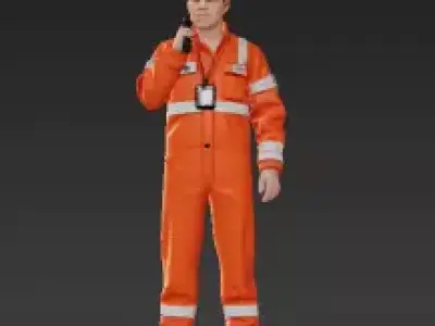 88 - High-Detail Racing Marshal Communicating on Radio 3D print model