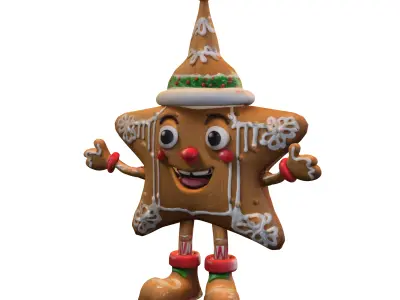 Gingerbread Star Low-poly 3D model