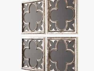 Uttermost vellauni aged wood quatrefoil mirrors 3D model