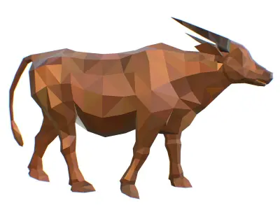 Animated Thai Bull Lowpoly Art Style Low-poly 3D model