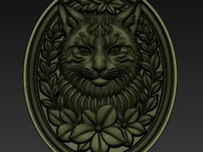 Cat Head Pendant A83 3D print model