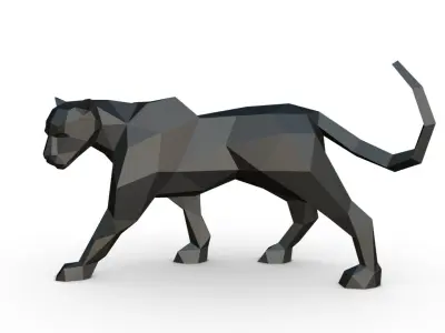 black panther low poly 3D print model