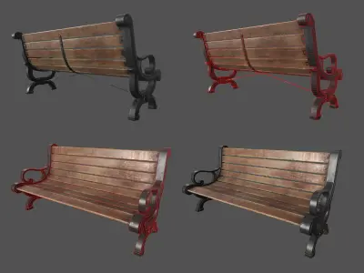 Benches Pack - Gameready Asset Low-poly 3D model