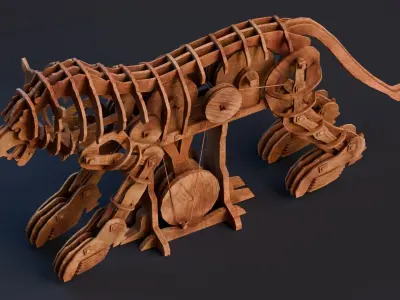 Da Vinci Inventions - Mechanical Lion Low-poly 3D model