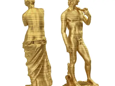 David Michelangelo and Venus Modern sculpture Low-poly 3D model