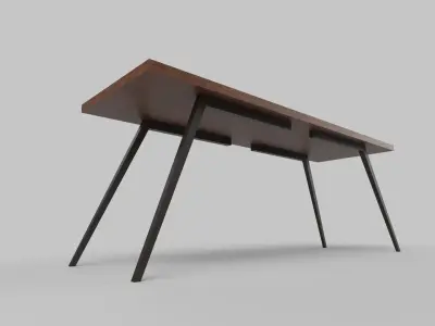 table wooden console with legs Low-poly 3D model
