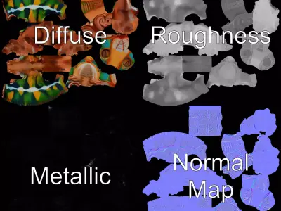 Vibrant Chameleon model pack Low-poly 3D model