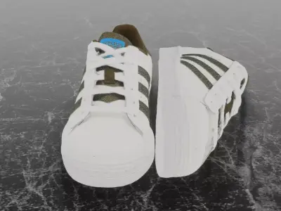 Adidas 3D Shoes - White - Brown SuperStar Series Low-poly 3D model
