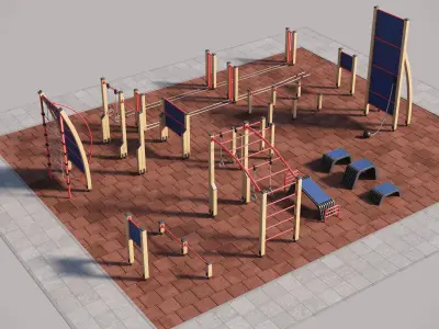 Fitness outdoor area 3D model