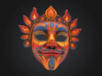 Cosplay Indian Face Mask - Prom Indian Embroidered Mask 3D print model