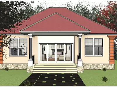 3 Bedroom Autodesk Revit House Model  Low-poly 3D model