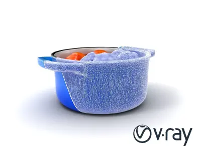 Contemporary Dutch Oven Pot with Meatballs Model Pack Low-poly 3D model