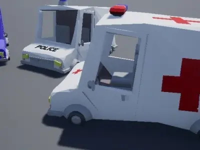 Low Poly Cartoony Van Pack Low-poly 3D model