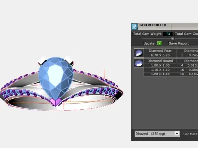 Classic ring with Pear Stone  3D print model