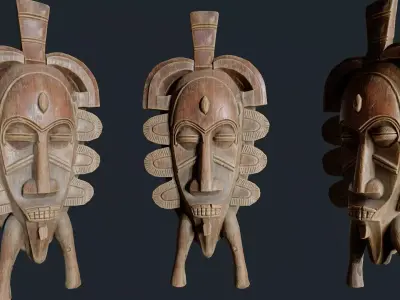 African Decor Mask 9 Low-poly 3D model