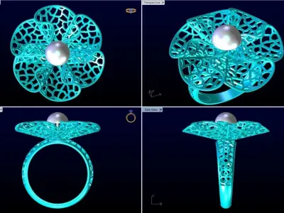  Mesh flower ring - Italian rings - Womens Rings - N6533 3D print model