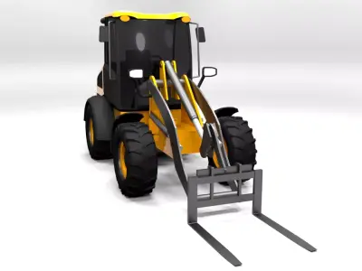 JCB EXCAVATOR FORKLIFT LOWPOLY Low-poly 3D model