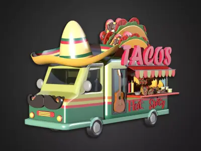 Asset - Cartoons - Food Taco Car 3D model