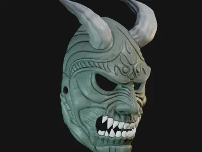 Oni Mask 14 Demon Demon Horn 3D print model