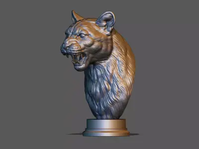 Puma cougar growling bust 3D print model