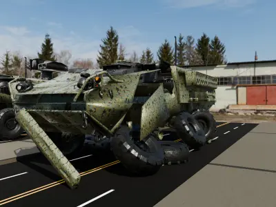 M1134 Armored Vehicle Pack Damaged and Clean Versions Game Ready Low-poly 3D model