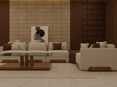 Modern Italian Luxury Sofa Set with Minimal Elegance 3D model