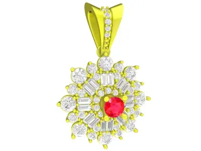 Elegant Floral Cluster Diamond Pendant for Women 4634 3D print model