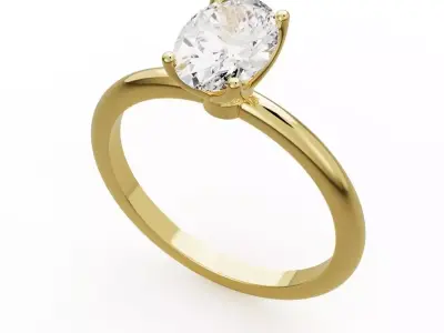 Oval solitarie ring ready for 3D print 3D print model