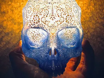 Filigree Anatomical Skull - Pre-supported STL 3D print model