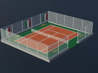 Tennis Court - Italy Low-poly 3D model