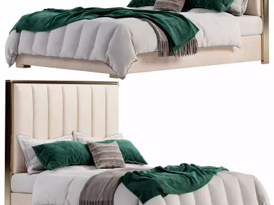 Faux Leather Bed By Homary 3D model