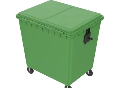Wheeled Trash Bin Low-poly 3D model