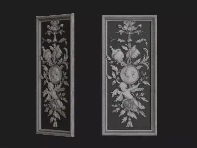 Classic Rococo Decorative Relief Panel 3D model