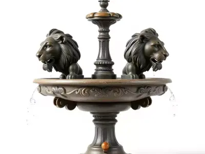 Elegant Lion Fountain model pack Low-poly 3D model