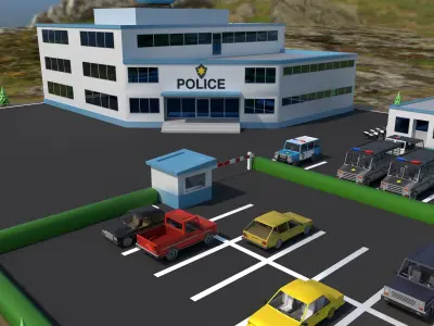 police station Low-poly 3D model